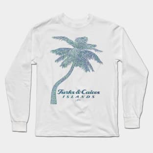 Turks & Caicos Islands Palm Tree (Distressed) Long Sleeve T-Shirt